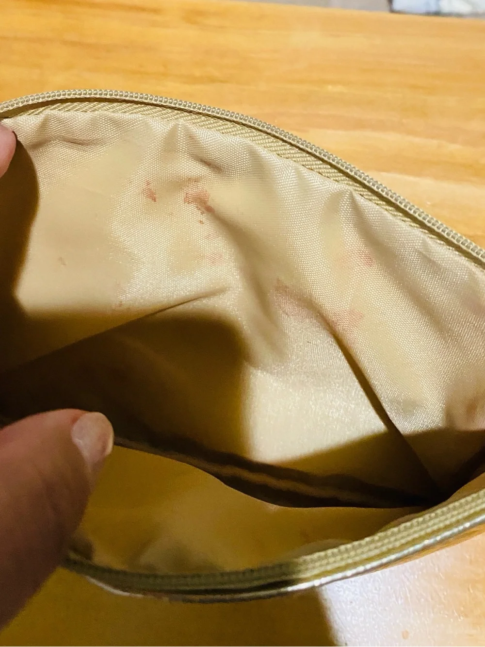 2- Gold Tone Metallic Women's Zip Clutch Bag